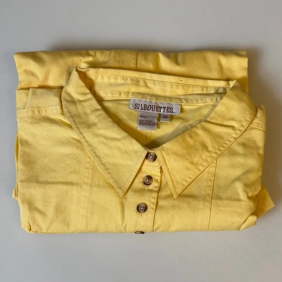 5X Silhouette Womens Casual Yellow Button Down Shirt - Vintage NEW - Picture 2 of 5